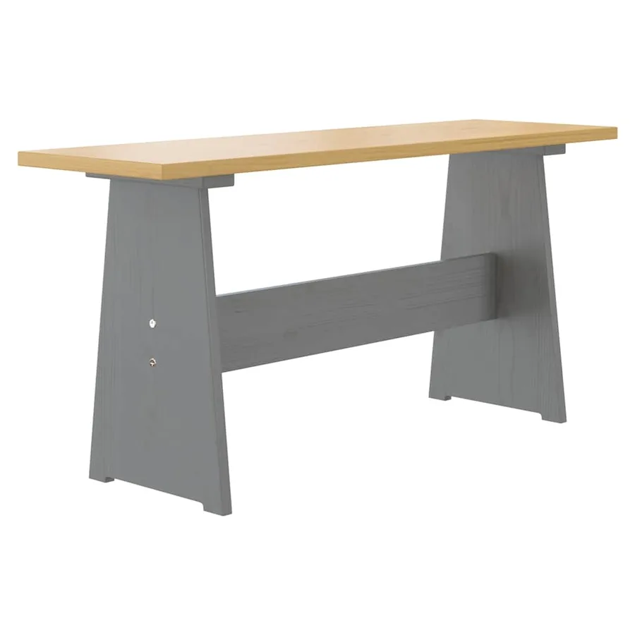 Table à manger et banc REINE marron miel gris bois pin solide - 3
