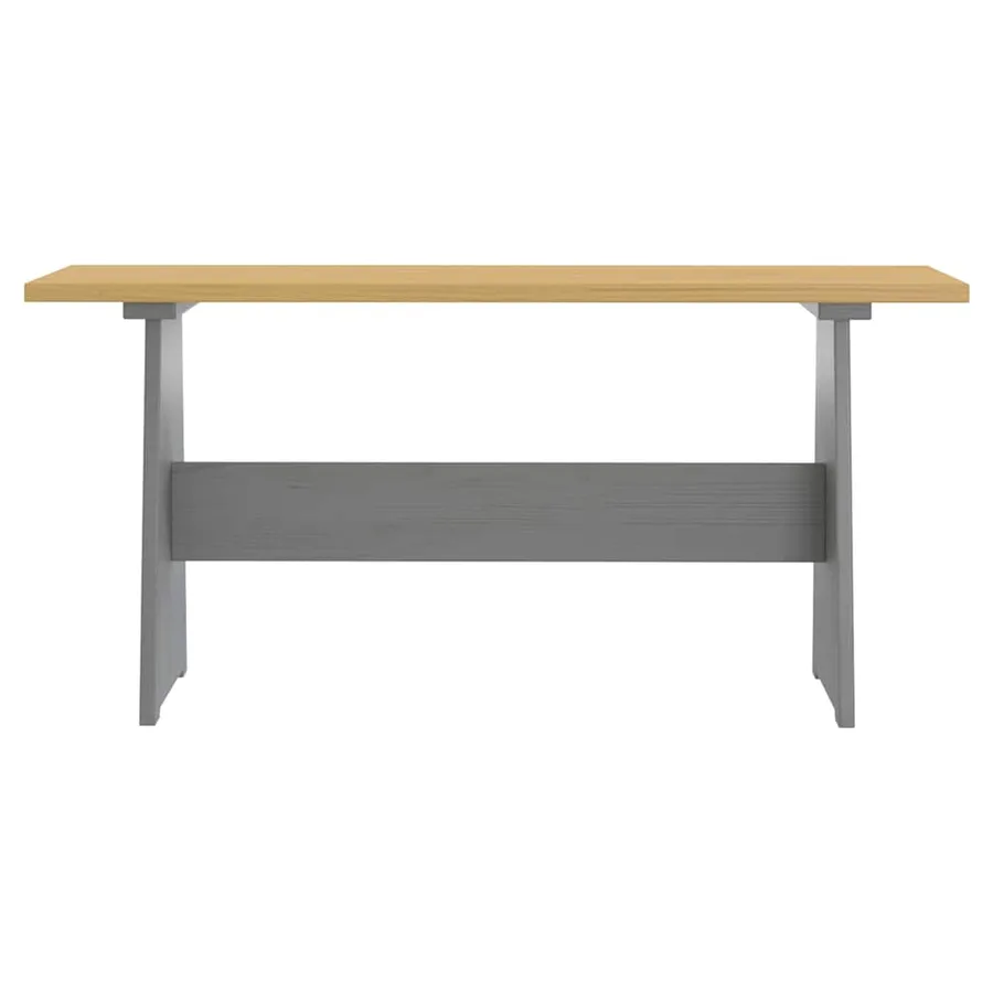 Table à manger et banc REINE marron miel gris bois pin solide - 4