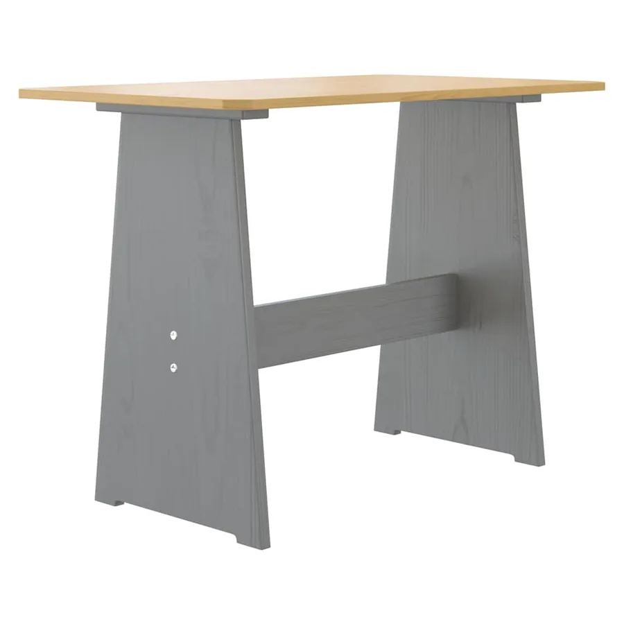 Table à manger et banc REINE marron miel gris bois pin solide - 5