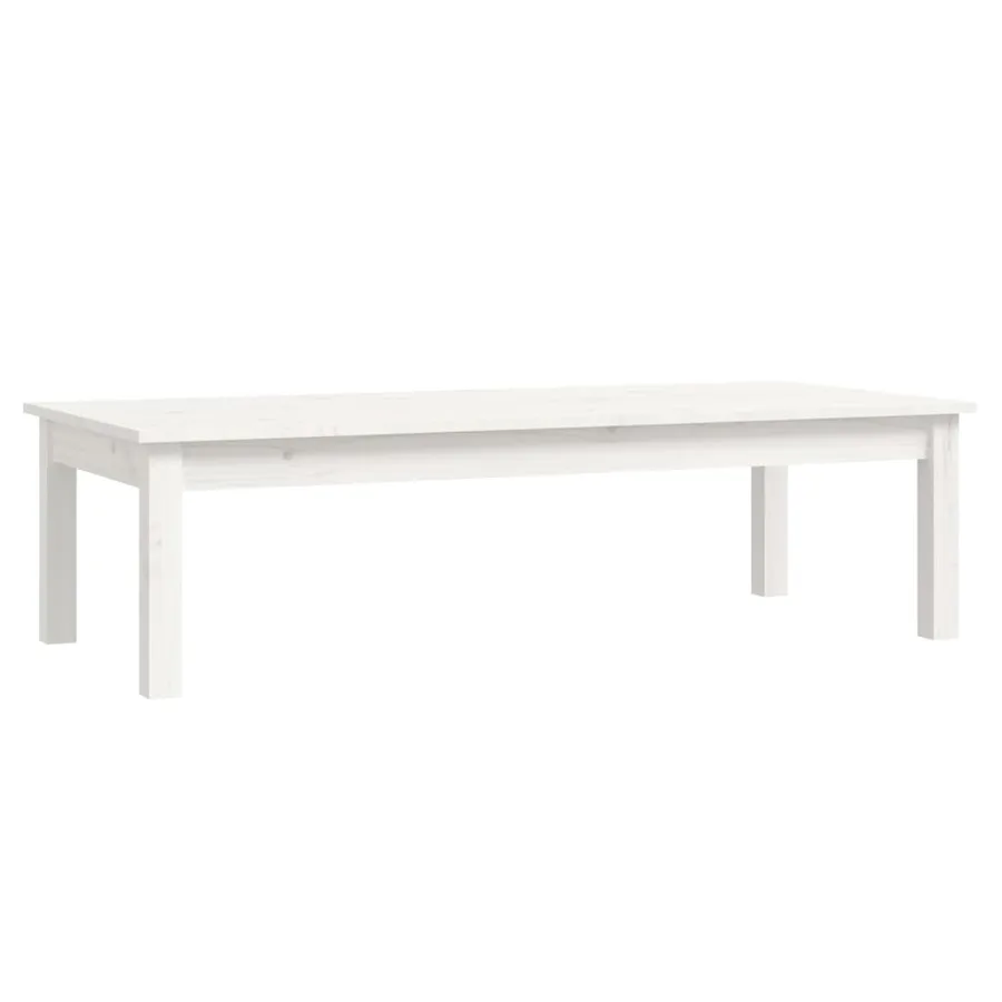 Table basse Blanc 110x50x30 cm Bois massif de pin - 2