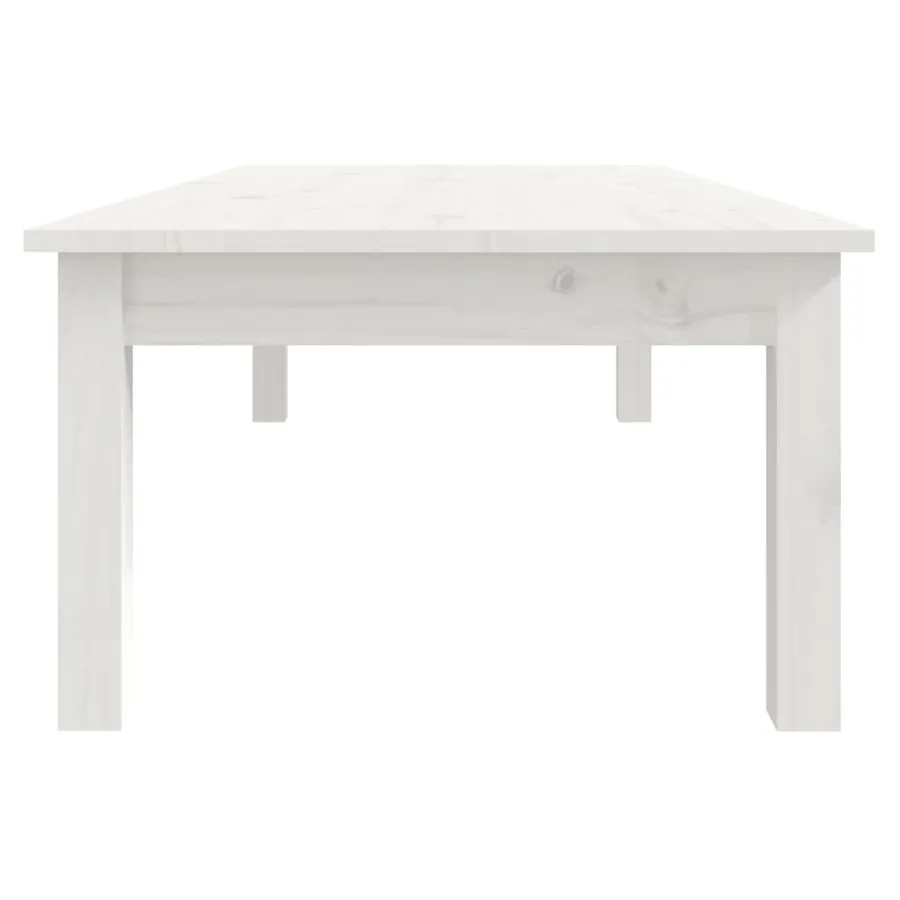 Table basse Blanc 110x50x30 cm Bois massif de pin - 4