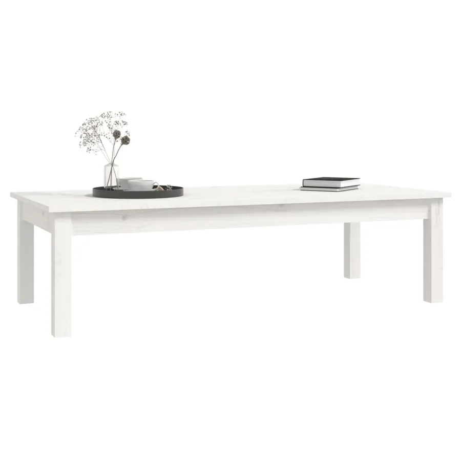 Table basse Blanc 110x50x30 cm Bois massif de pin - 6