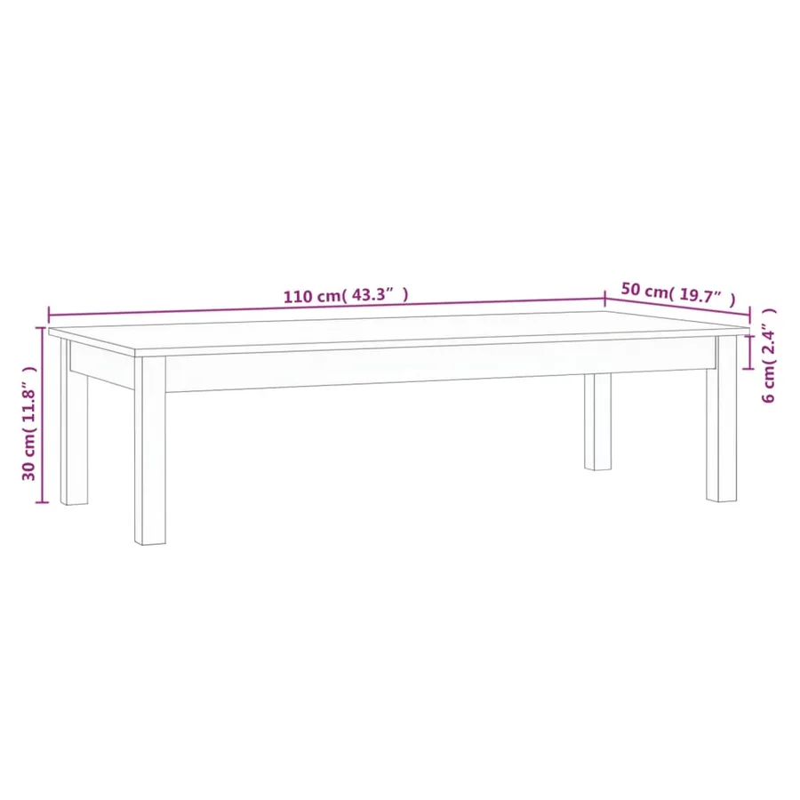 Table basse Blanc 110x50x30 cm Bois massif de pin - 8