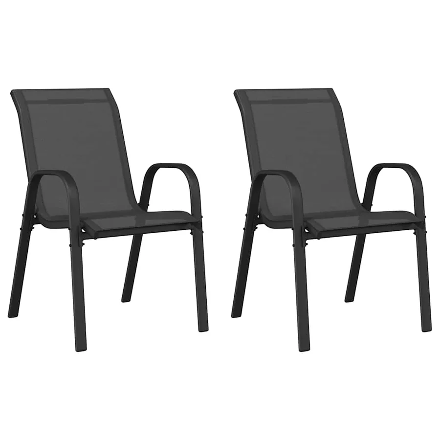 Chaises empilables de jardin lot de 2 Noir Tissu textilène - 2