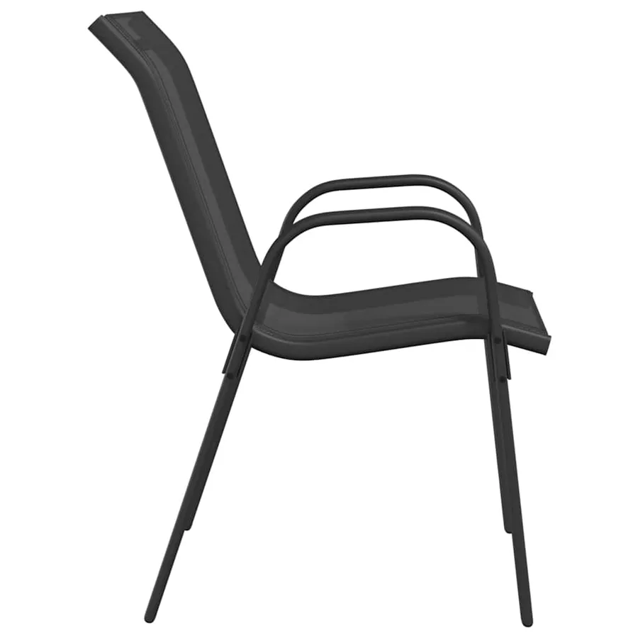 Chaises empilables de jardin lot de 2 Noir Tissu textilène - 6