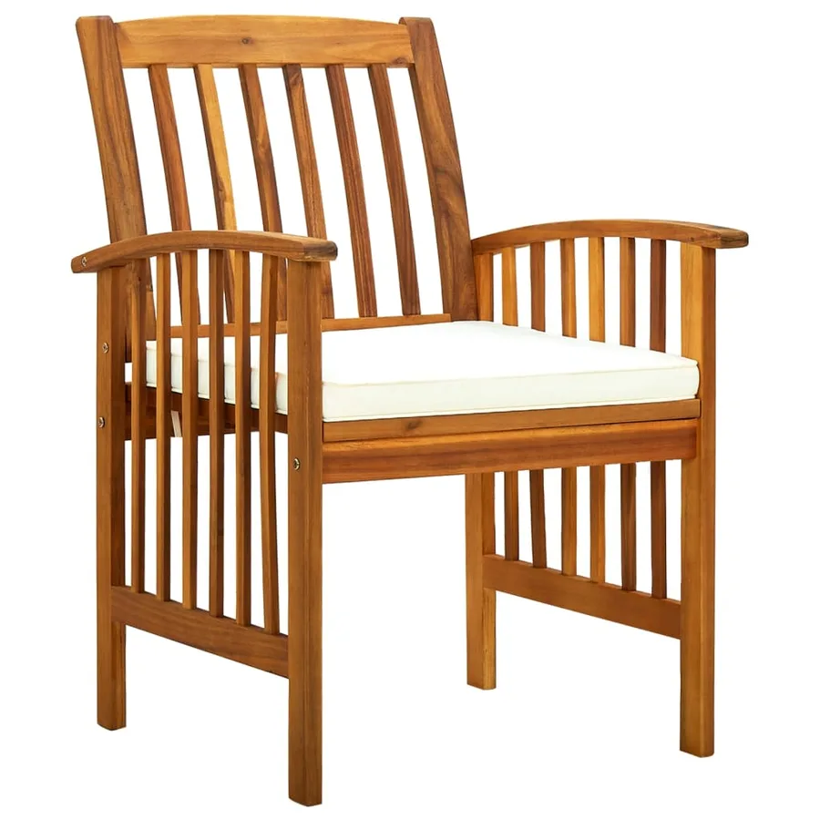 Chaises à manger de jardin lot de 3 et coussins Bois d'acacia - 2