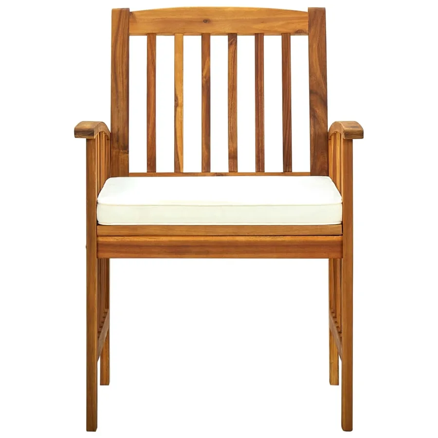 Chaises à manger de jardin lot de 3 et coussins Bois d'acacia - 4