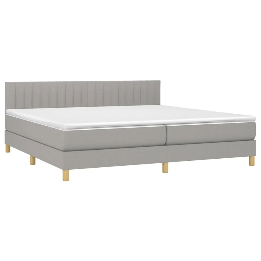 Sommier à lattes de lit matelas LED Gris clair 200x200 cm Tissu - 4