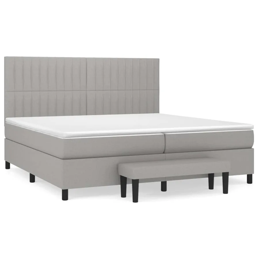 Sommier à lattes de lit avec matelas Gris clair 200x200cm Tissu - 2