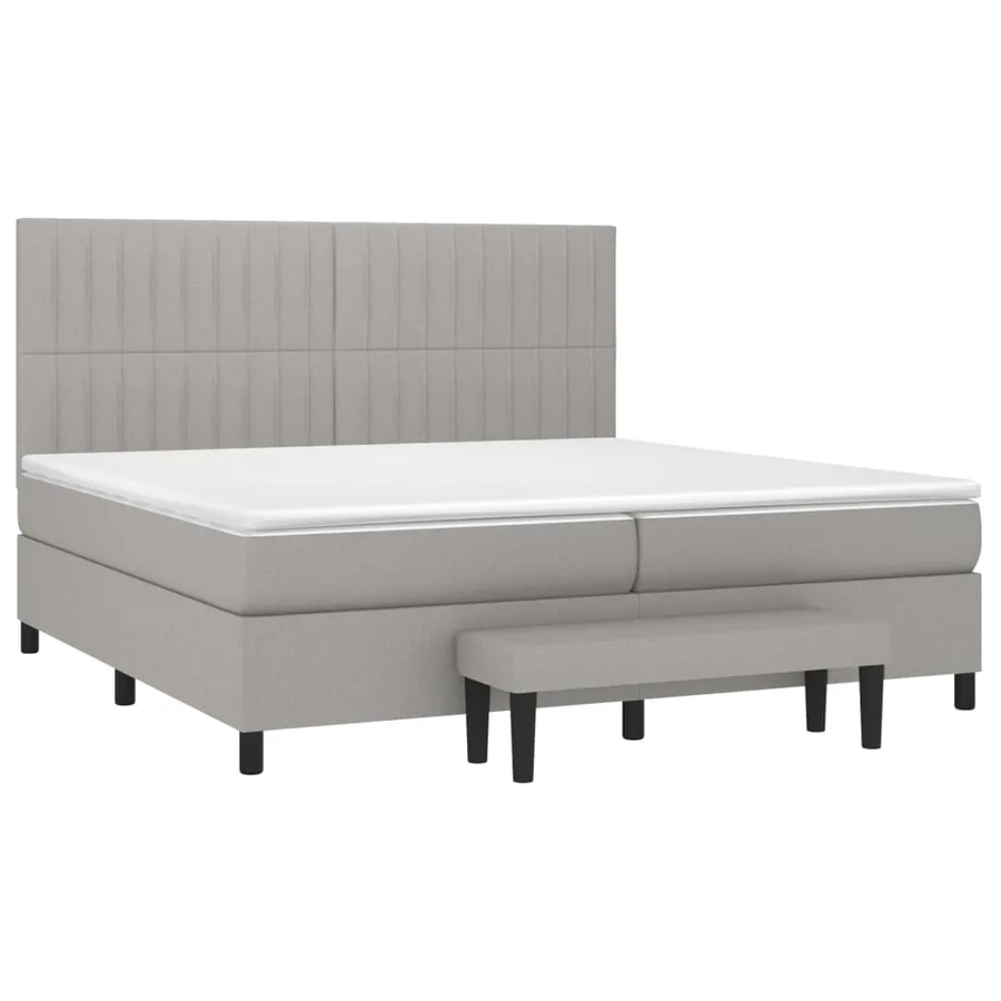 Sommier à lattes de lit avec matelas Gris clair 200x200cm Tissu - 3