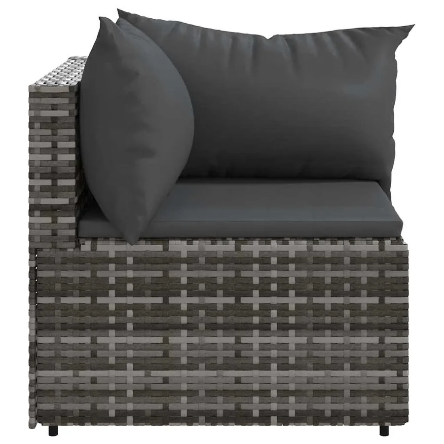 Canapés d'angle de jardin et coussins 2 pcs gris résine tressée - 4