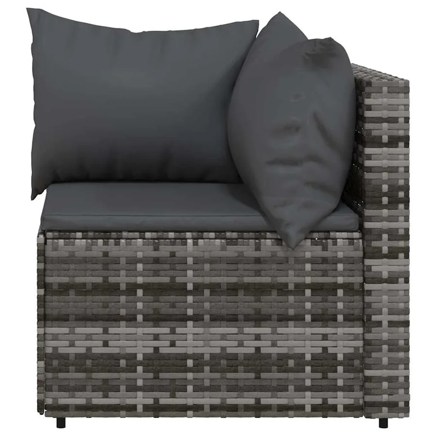Canapés d'angle de jardin et coussins 2 pcs gris résine tressée - 5
