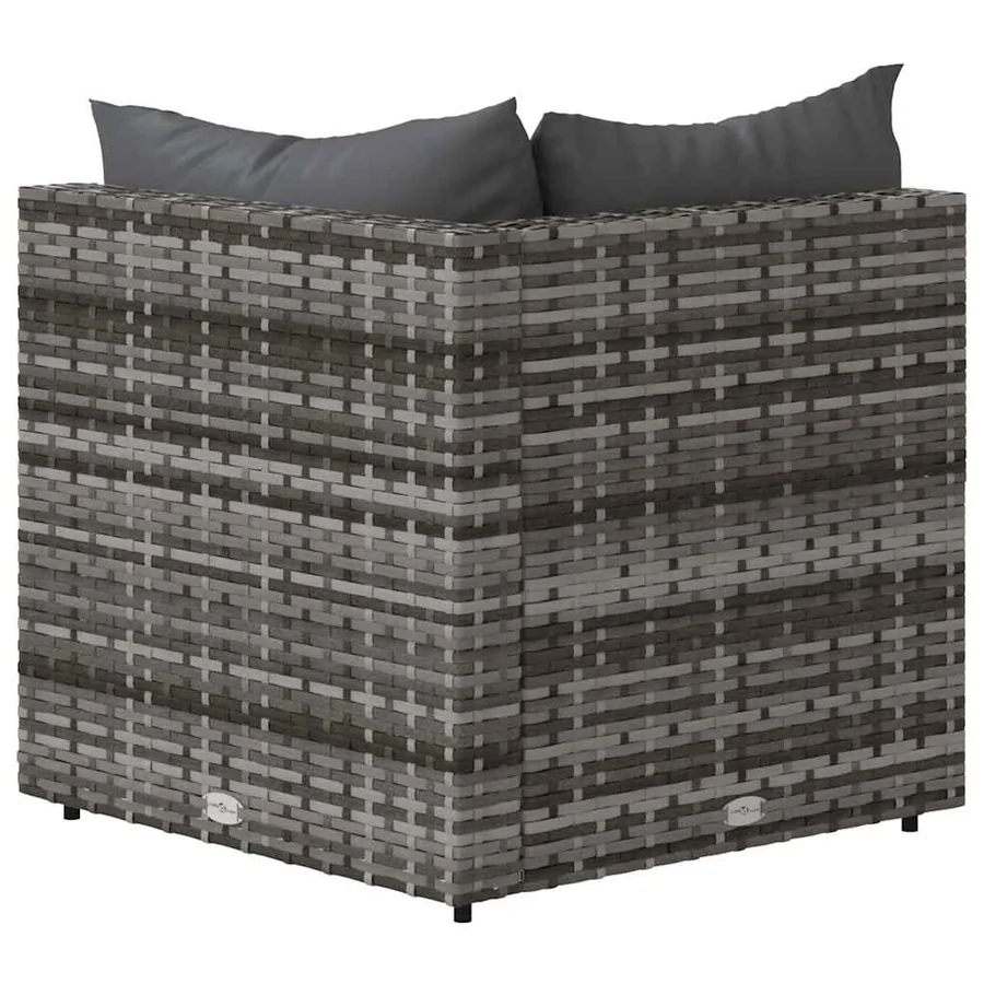 Canapés d'angle de jardin et coussins 2 pcs gris résine tressée - 6