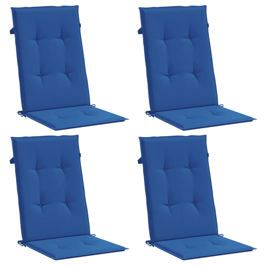 Coussins de chaise de jardin à dossier haut lot de 4 bleu royal - 3