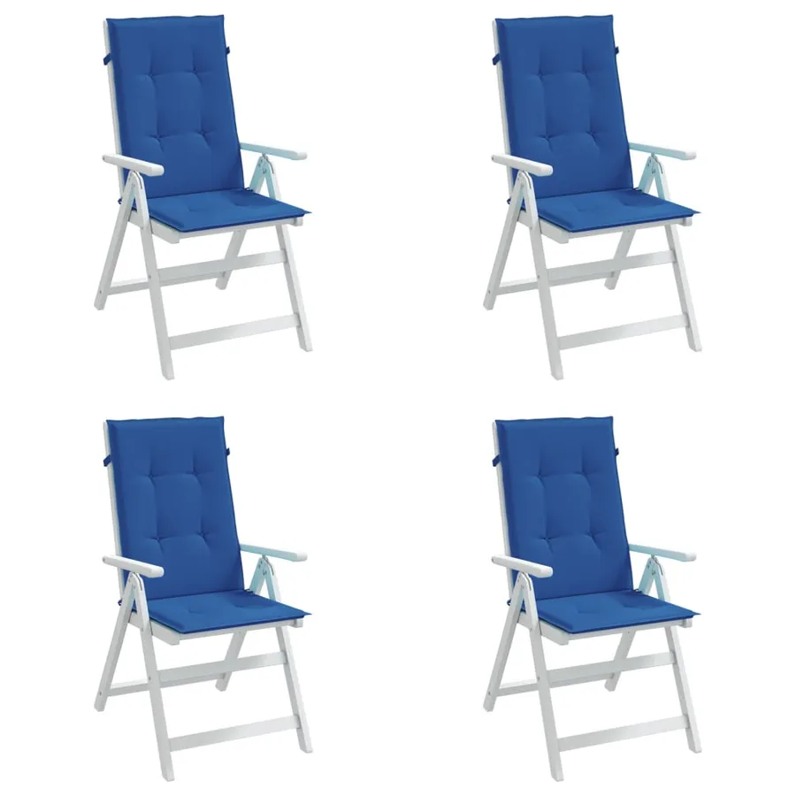 Coussins de chaise de jardin à dossier haut lot de 4 bleu royal - 4