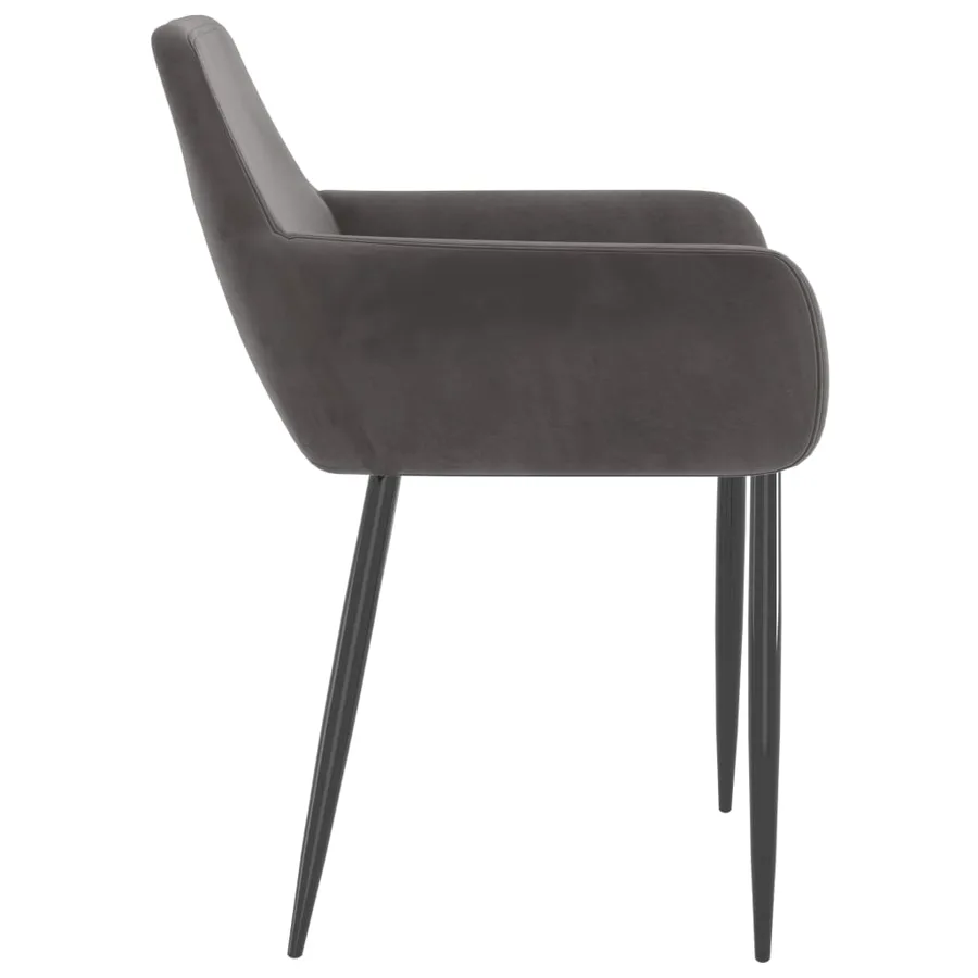 Chaises à manger lot de 2 Gris foncé Velours - 4