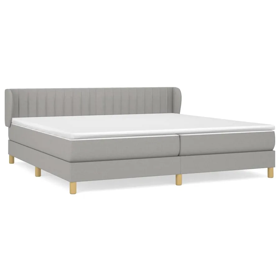 Sommier à lattes de lit avec matelas Gris clair 200x200cm Tissu - 2