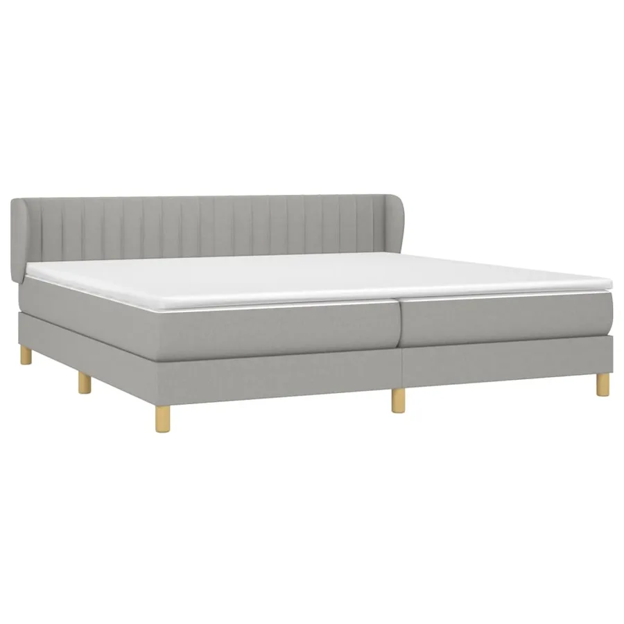 Sommier à lattes de lit avec matelas Gris clair 200x200cm Tissu - 3