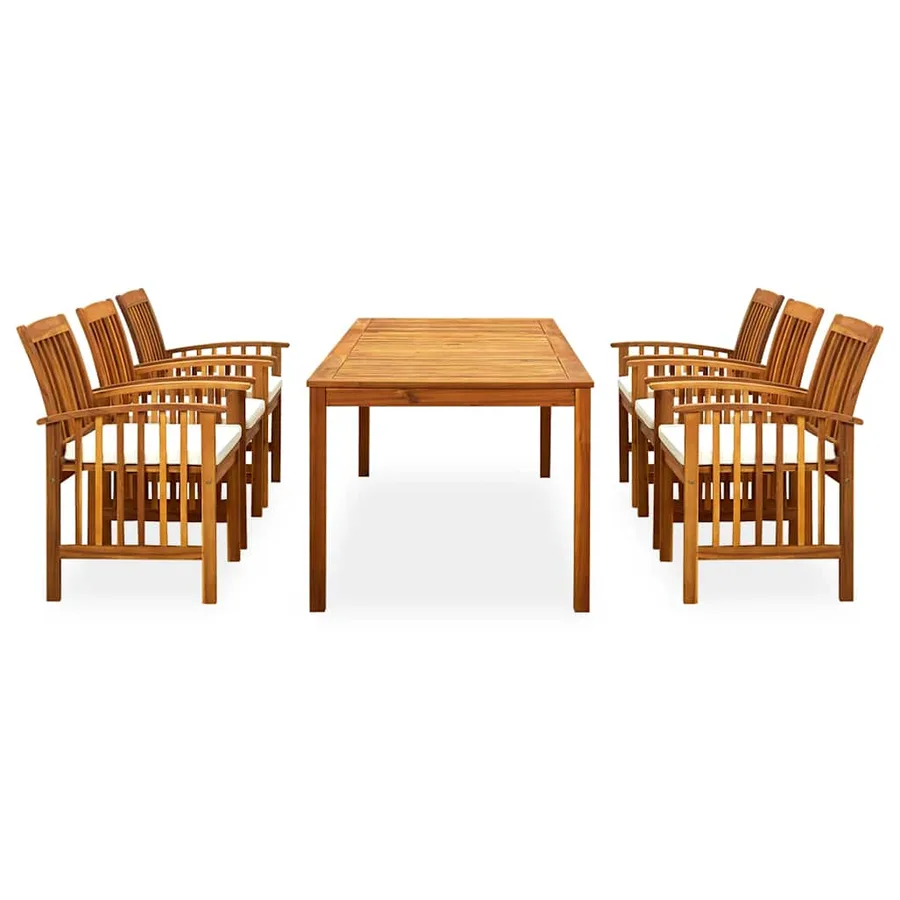 Ensemble à manger de jardin 7 pcs avec coussins Acacia solide - 2