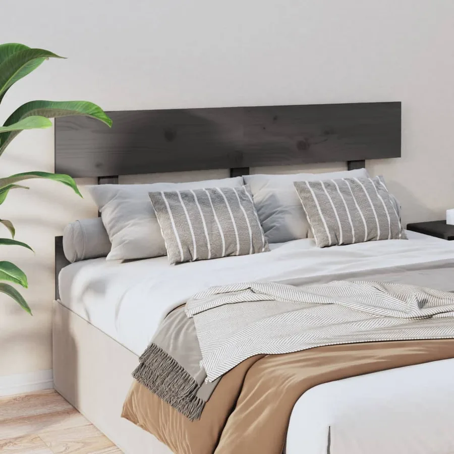 Tête de lit Gris 144x3x81 cm Bois massif de pin - 4