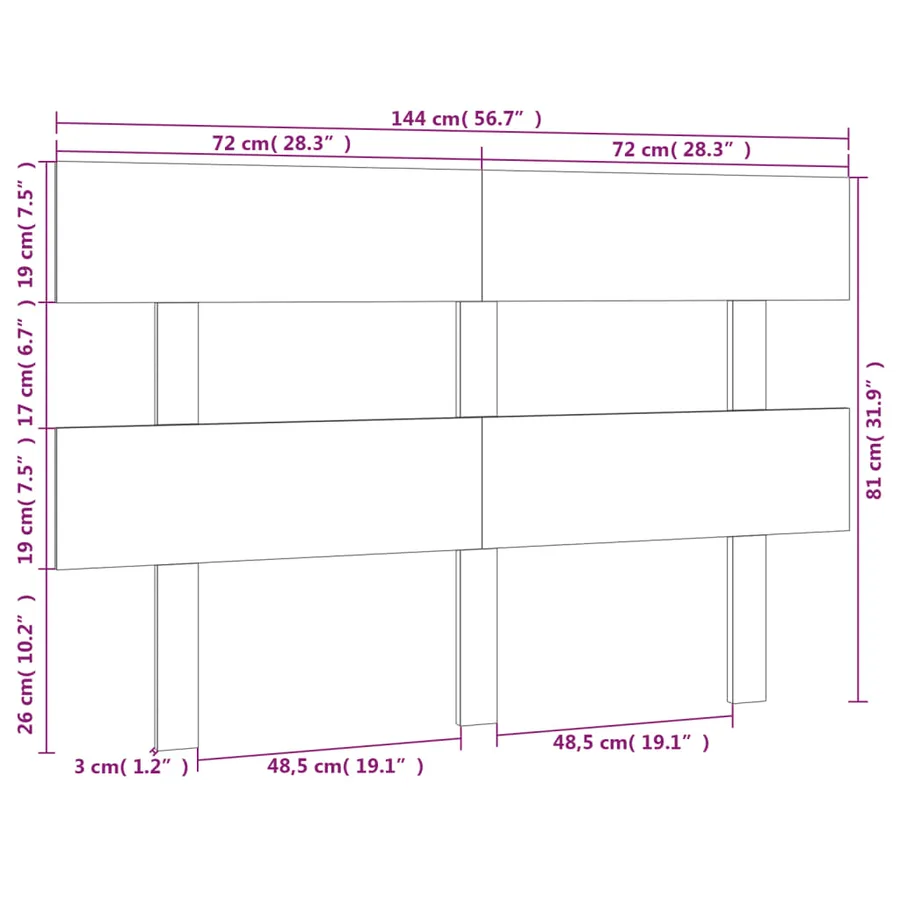 Tête de lit Gris 144x3x81 cm Bois massif de pin - 6