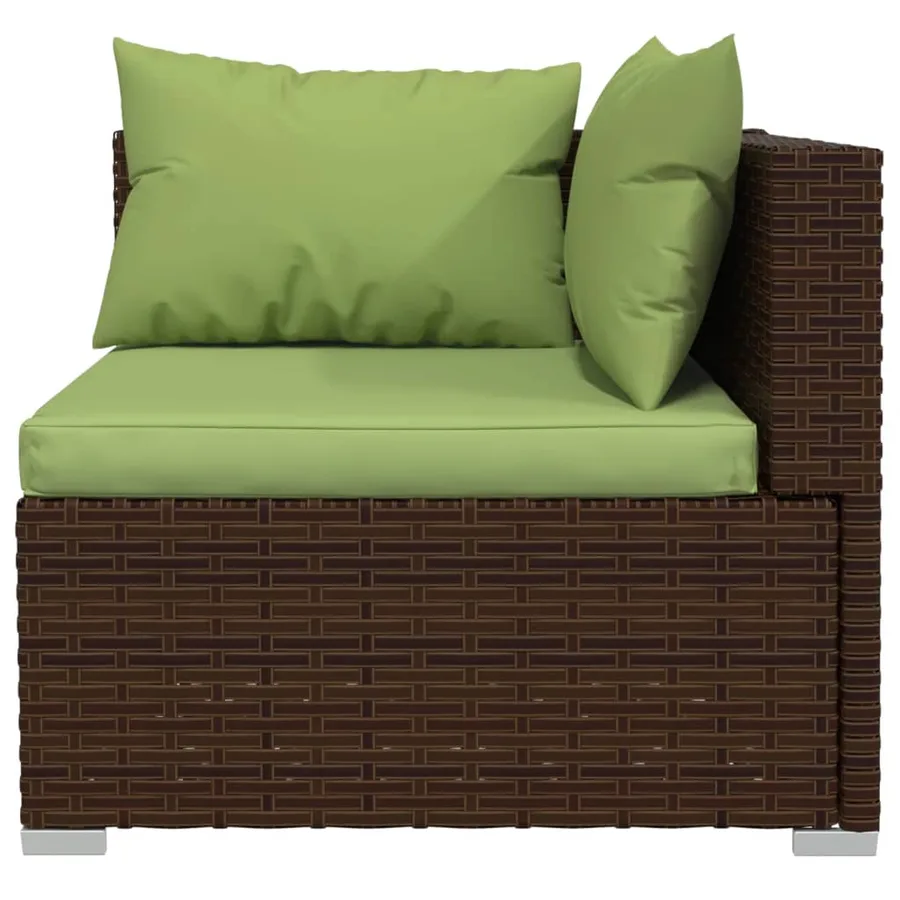 Salon de jardin 8 pcs avec coussins résine tressée marron - 4