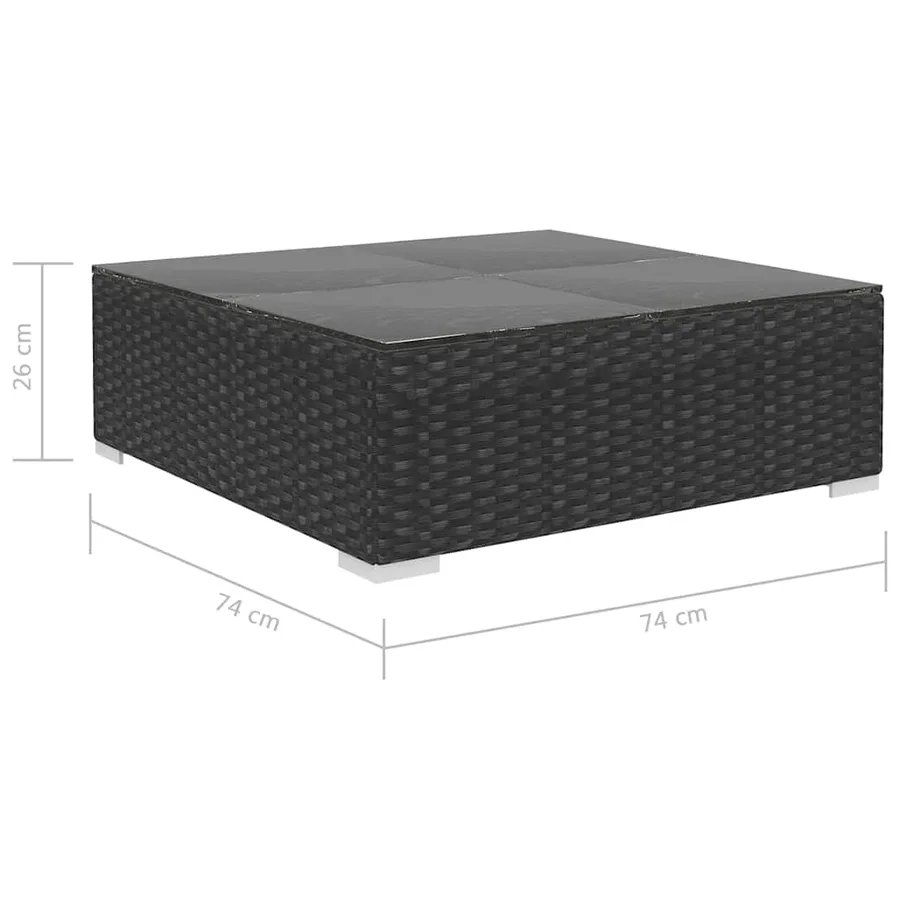 Salon de jardin 12 pcs avec coussins résine tressée noir - 10