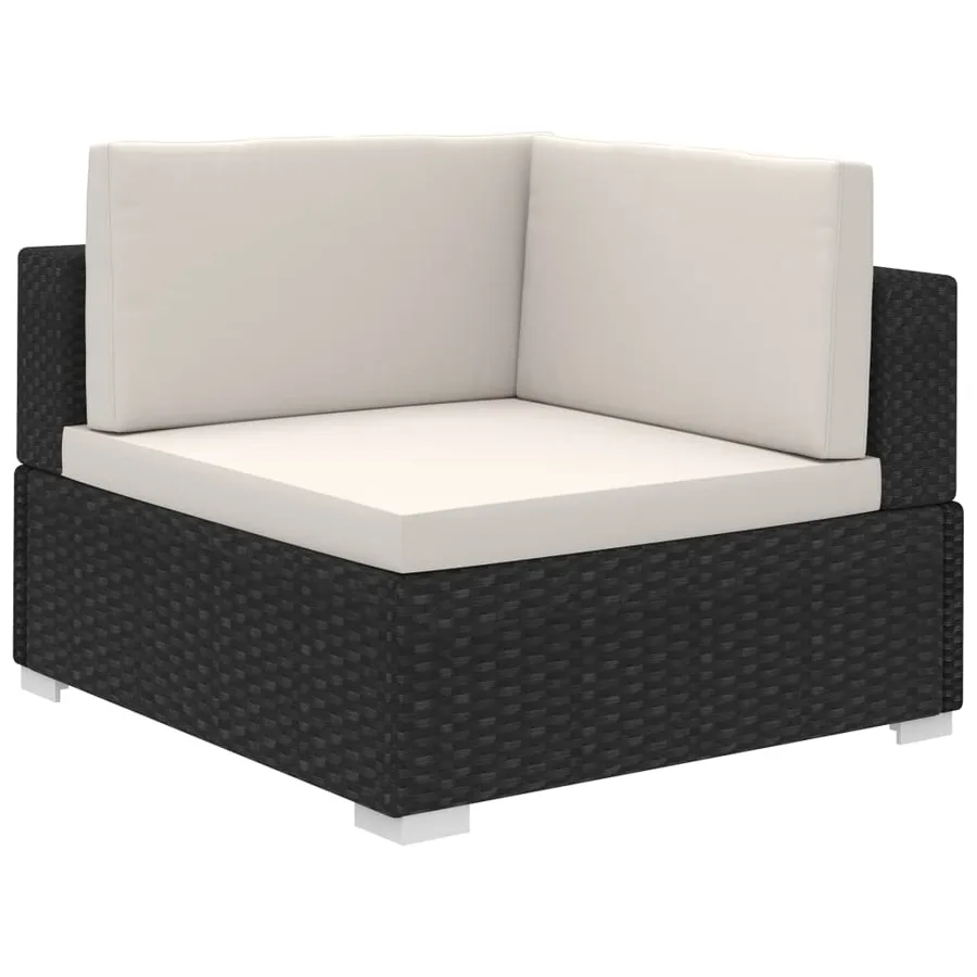 Salon de jardin 12 pcs avec coussins résine tressée noir - 3
