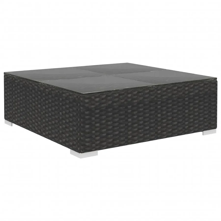 Salon de jardin 12 pcs avec coussins résine tressée noir - 6