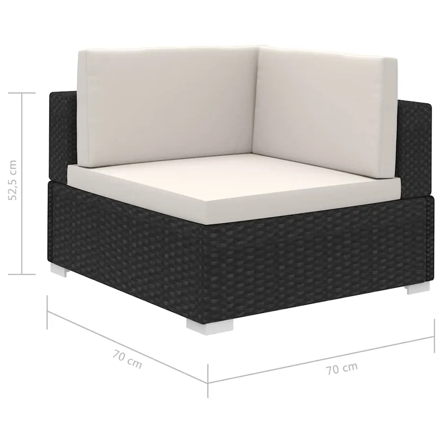 Salon de jardin 12 pcs avec coussins résine tressée noir - 7