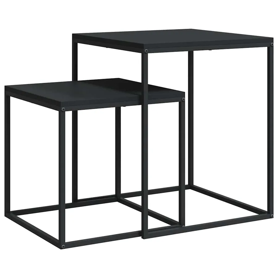 Ensemble de table basse 2 pcs bois d'ingénierie et métal - 2