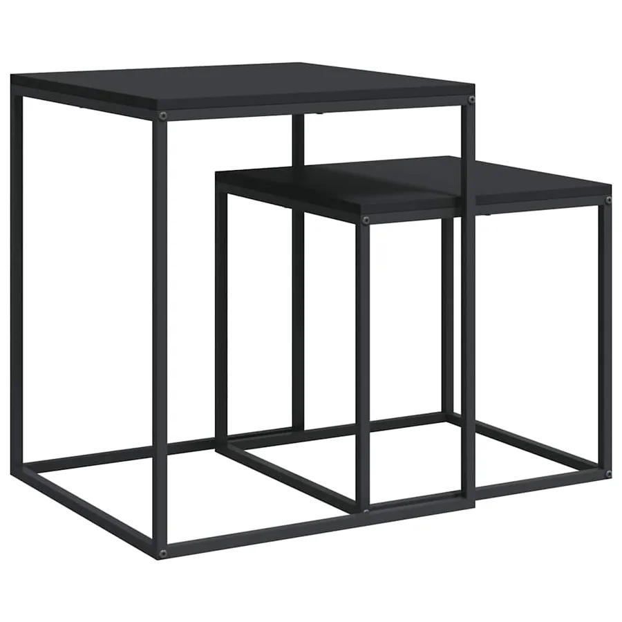 Ensemble de table basse 2 pcs bois d'ingénierie et métal - 6