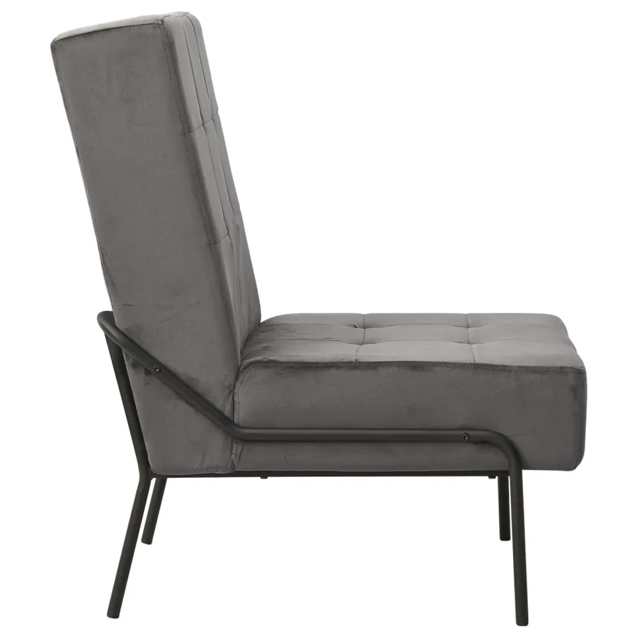Chaise de relaxation 65x79x87 cm Gris foncé Velours - 3