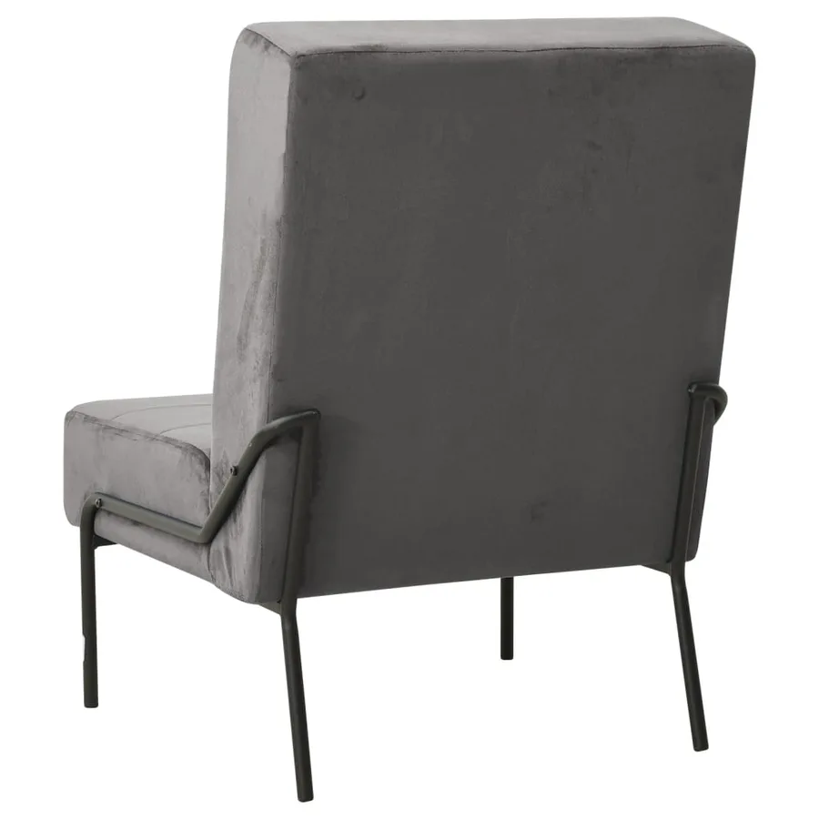 Chaise de relaxation 65x79x87 cm Gris foncé Velours - 4