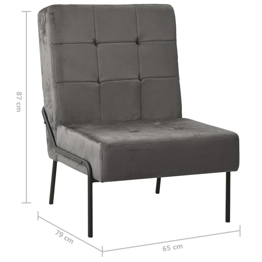Chaise de relaxation 65x79x87 cm Gris foncé Velours - 7