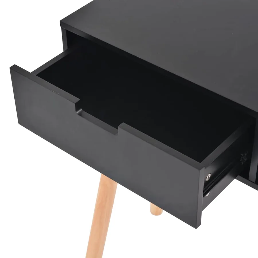 Table console Bois de pin massif 80 x 30 x 72 cm Noir - 5