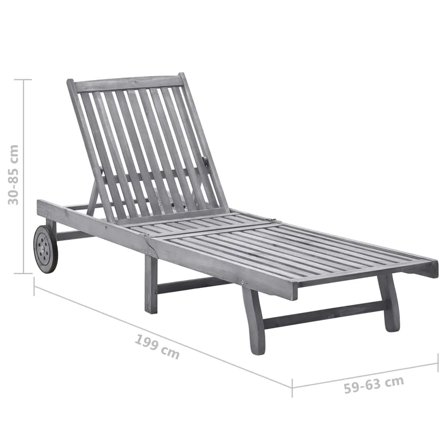 Chaise longue Bois d'acacia solide - 8