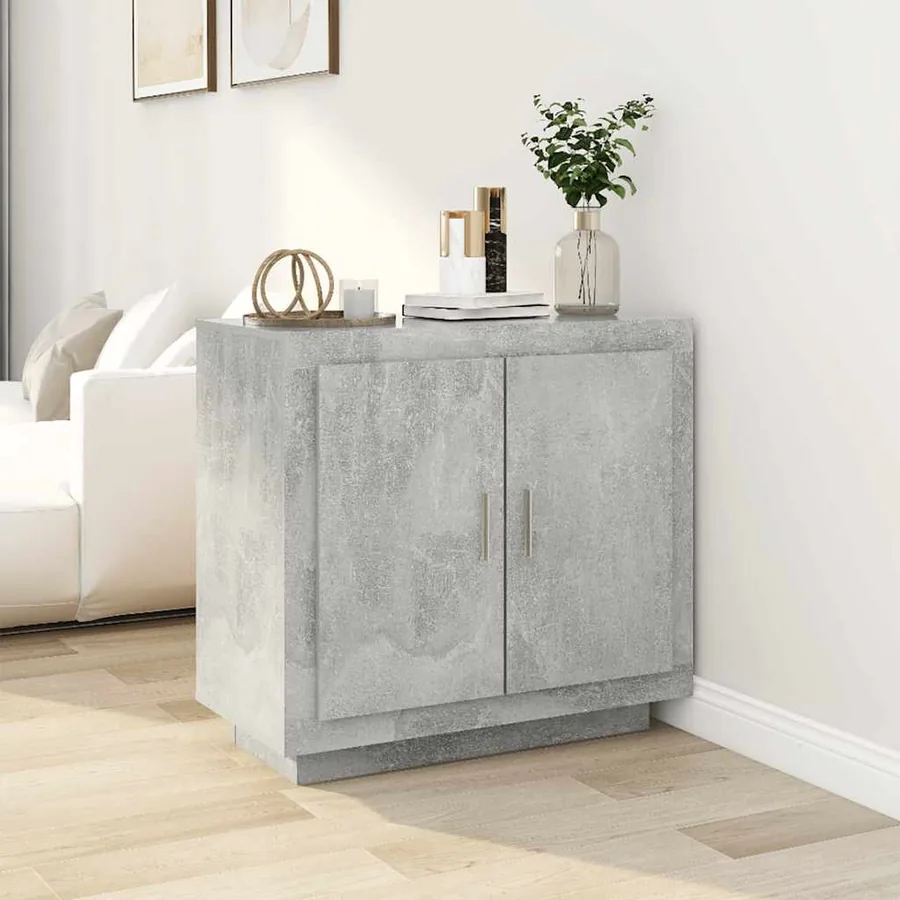 Buffet Gris béton 80x40x75 cm Bois d'ingénierie