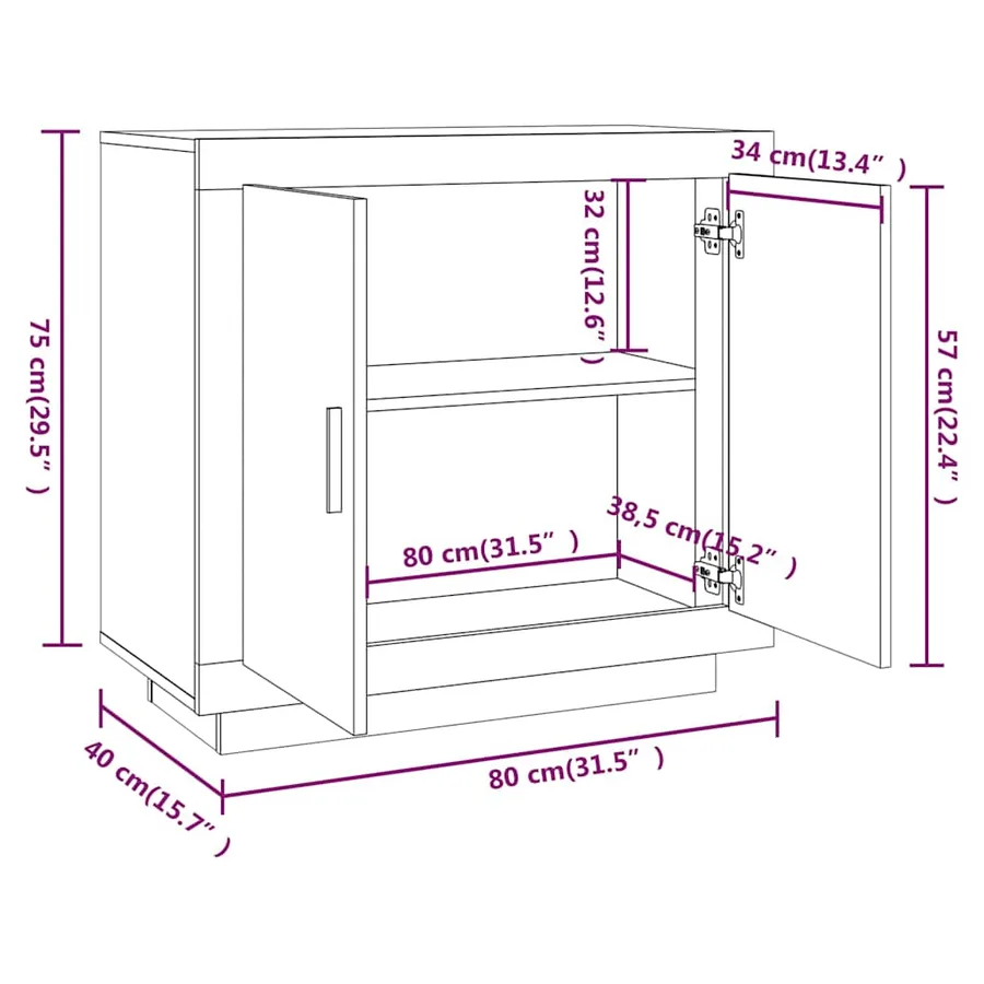 Buffet Gris béton 80x40x75 cm Bois d'ingénierie - 9