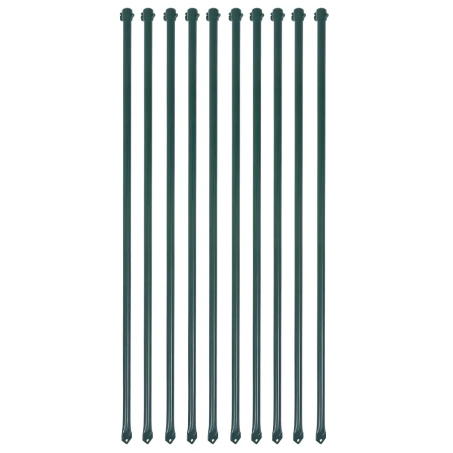 Poteau de jardin 10 pcs 1 m Métal Vert