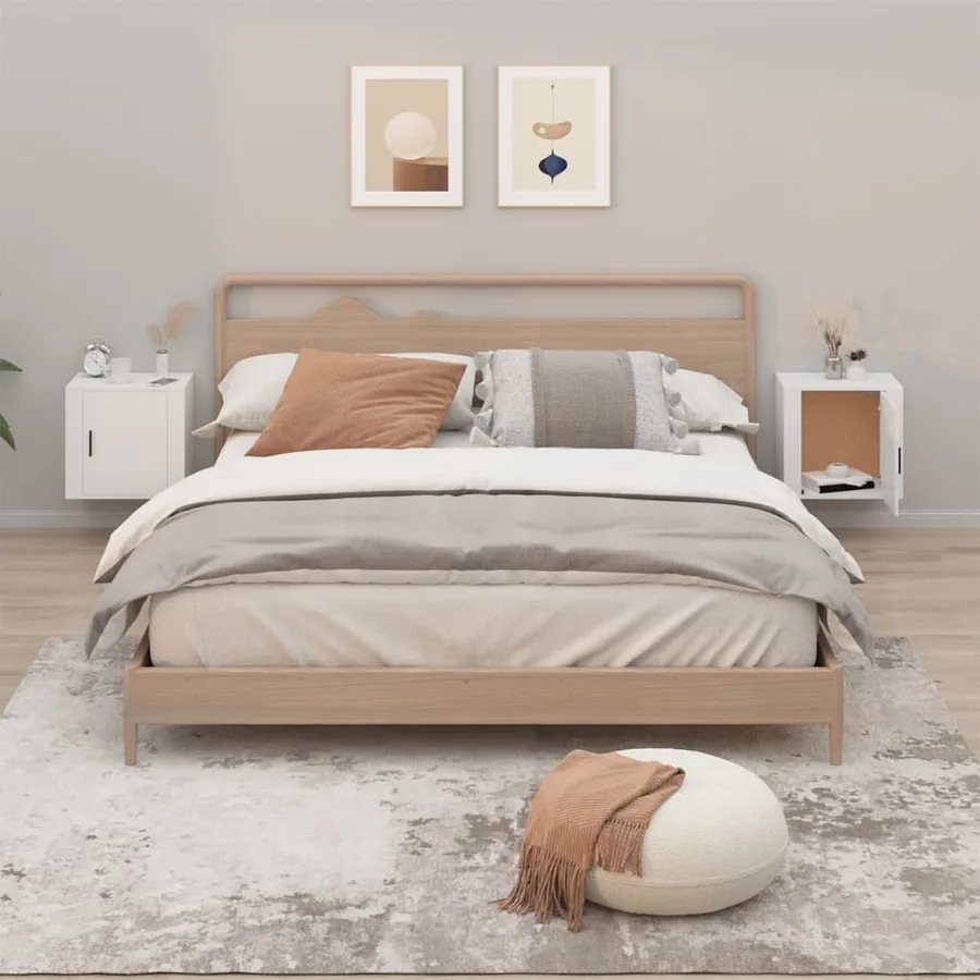 Tables de chevet murales 2 pcs Blanc 50x30x47 cm