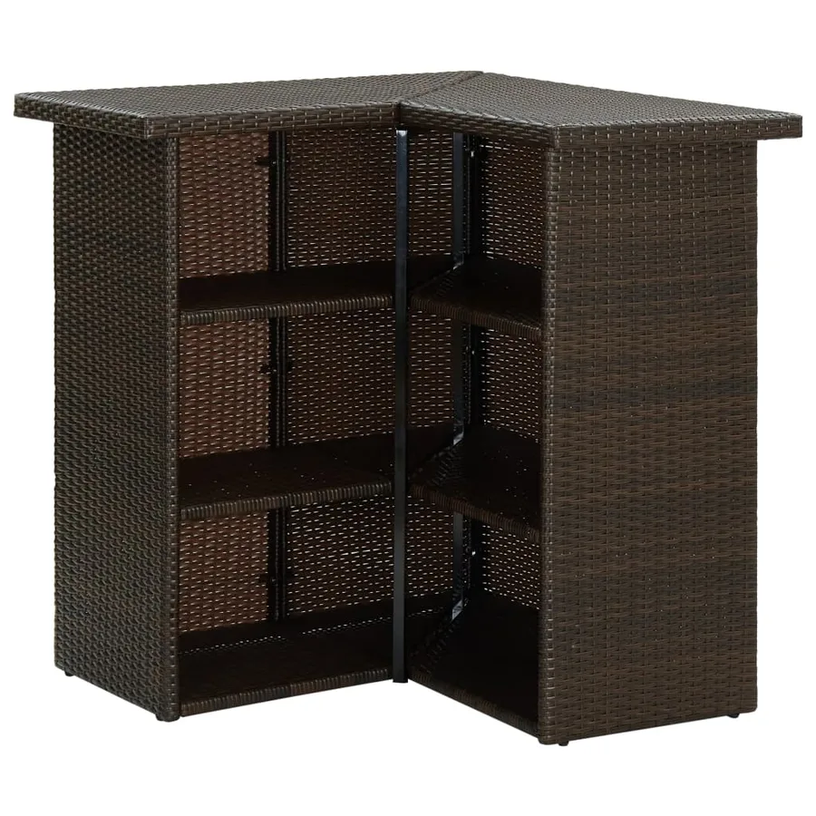 Table d'angle de bar Marron 100x50x105 cm Résine tressée - 4