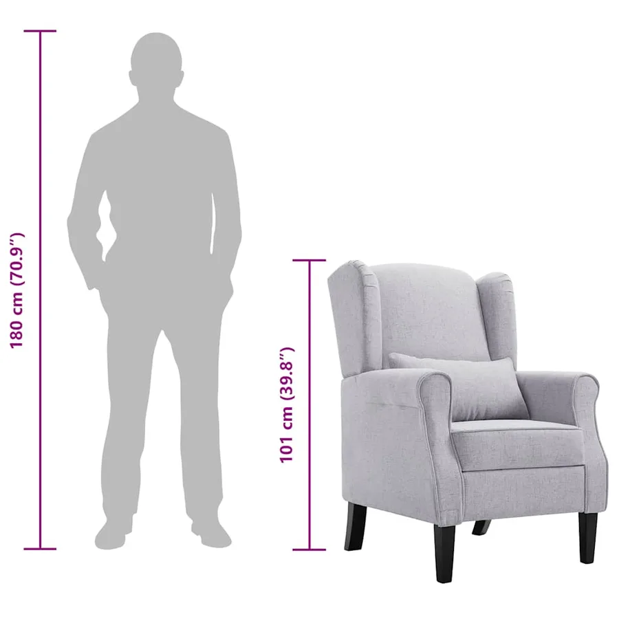 Fauteuil gris clair tissu - 10