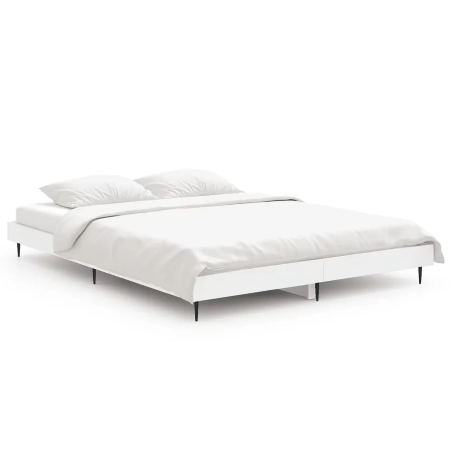 Cadre de lit sans matelas blanc 140x190 cm bois d'ingénierie - 2