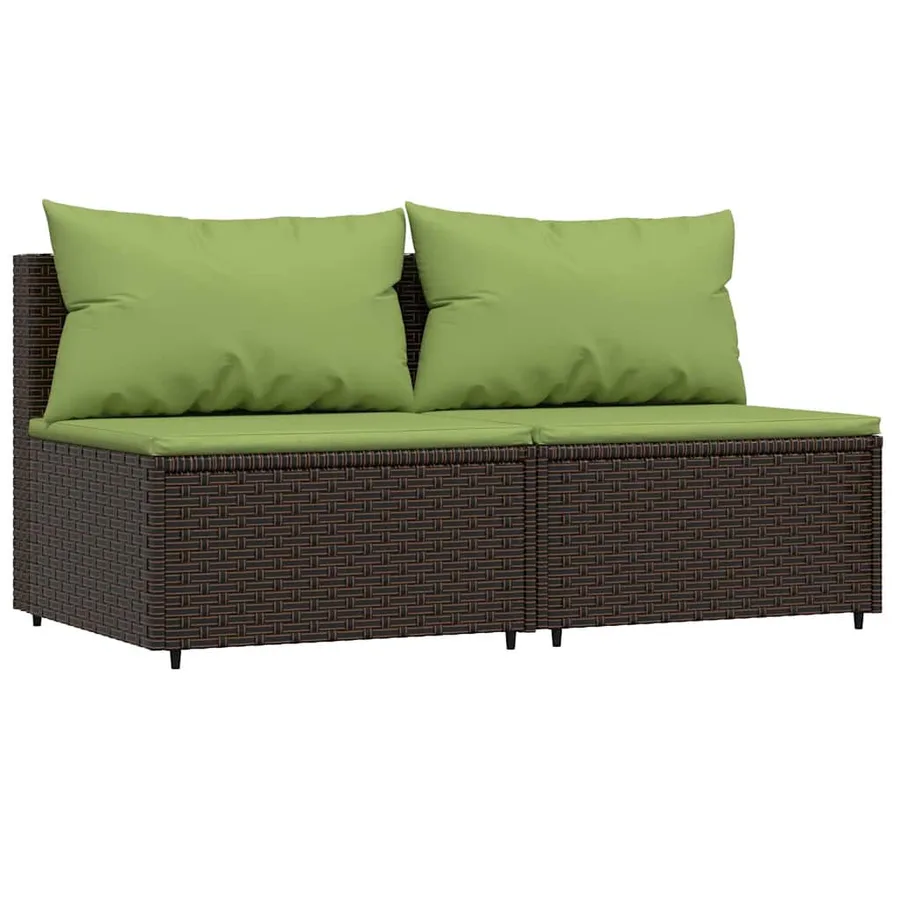 Salon de jardin 3 pcs avec coussins marron résine tressée - 3