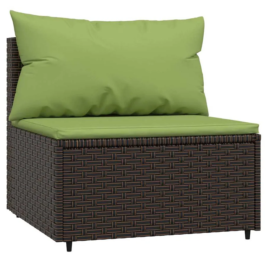 Salon de jardin 3 pcs avec coussins marron résine tressée - 4