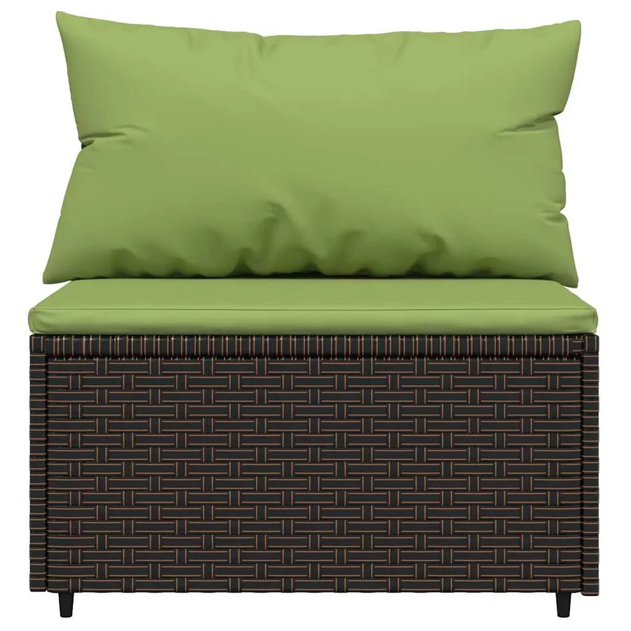 Salon de jardin 3 pcs avec coussins marron résine tressée - 5