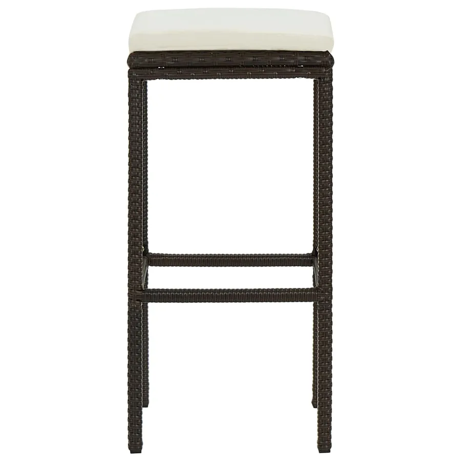 Tabourets de bar avec coussins lot de 3 marron résine tressée - 4