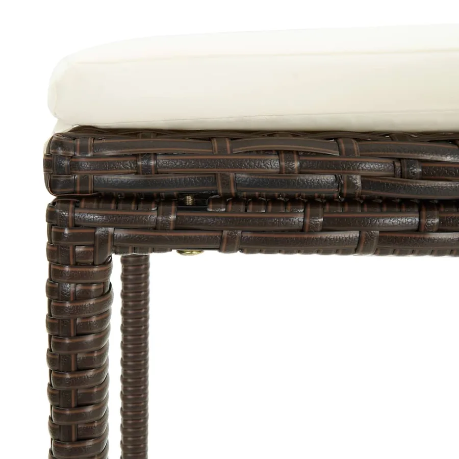 Tabourets de bar avec coussins lot de 3 marron résine tressée - 6