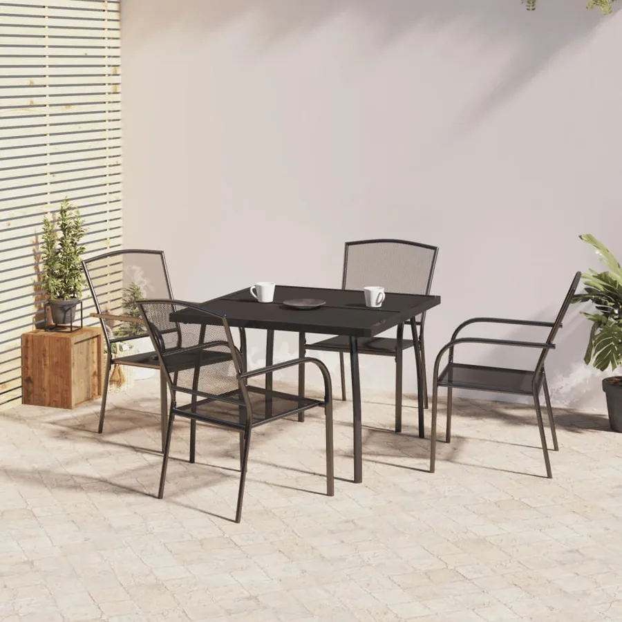 Ensemble à manger de jardin 5 pcs anthracite acier